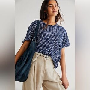 We the Free by Free People Bali Backpacker Flax Linen Tee Sz S